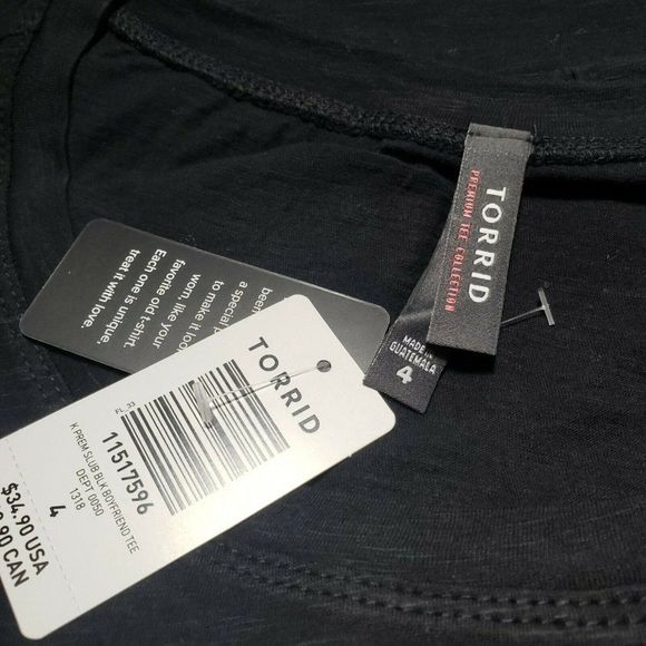 Torrid Black Short Sleeve Shirt Relaxed Fit Boyfriend Premium Tee - Picture 7 of 10